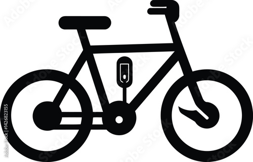 Bicycle Silhouette, Featuring a Standard Frame Design with Two Wheels, Handlebars, and Pedals