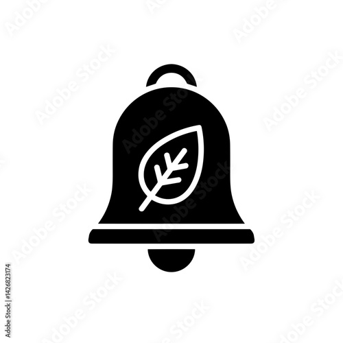 Eco-reminder (bell with leaf) on transparent background