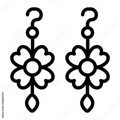 Earrings Vector Line Icon Design