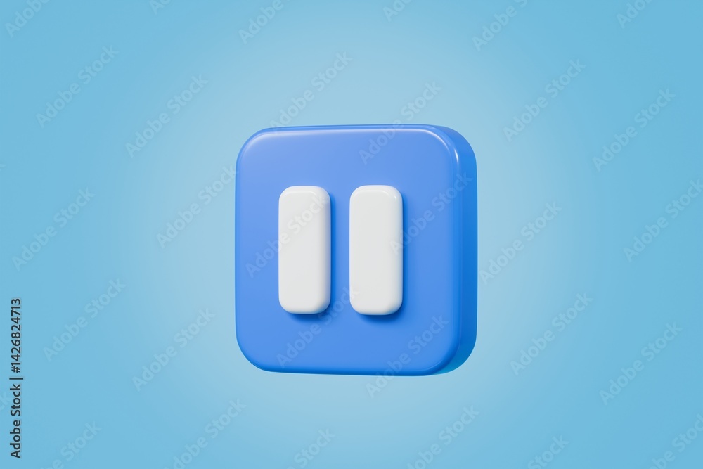 3d Realistic Pause Icon. blue round pause buttons for start multimedia with simplicity colorful video concept, audio playback. Minimal Cartoon watch buttons isolated on blue background. 3d render. 3d Realistic Pause Icon. blue round pause buttons for start multimedia with simplicity colorful video concept, audio playback. Minimal Cartoon watch buttons isolated on blue background. 3d render.