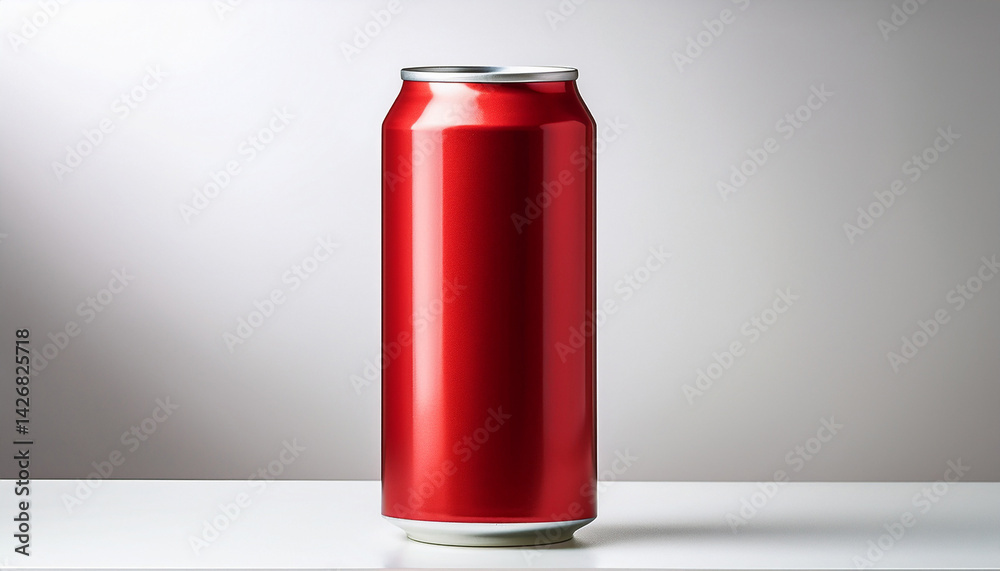 Obraz premium red aluminum drink can mockup ideal for branding applications featuring a white background for seamless integration into designs