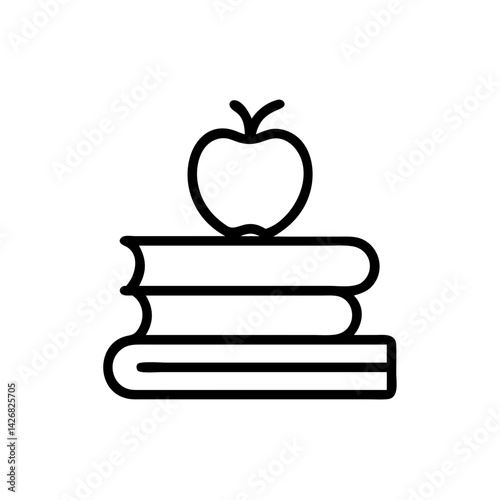 Stack of Books with Apple on Top Icon Design