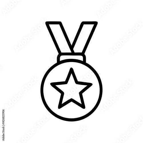 Star Award Medal with Ribbon Icon Design