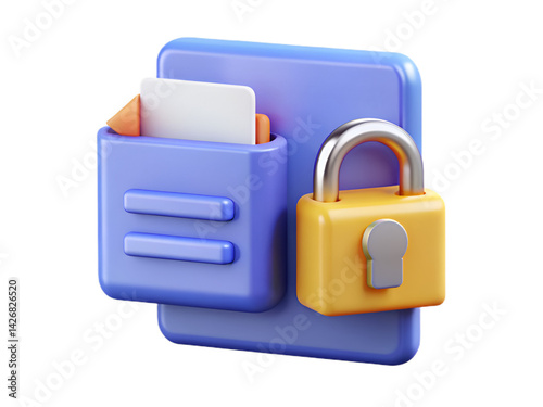 Securing Documents with Padlock Illustration