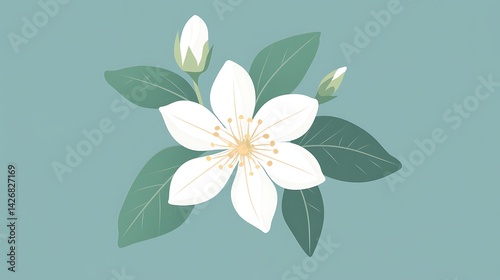 White Flower Blossom with Spring Bloom.