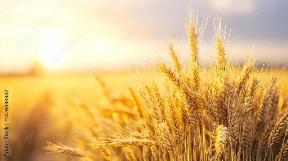 Golden Wheat Field At Sunset Golden Wheat Field At Sunset
