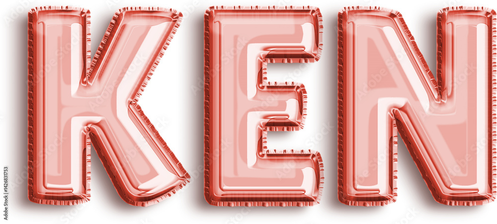 Ken Red Foil Balloon Uppercase Letters