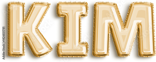 Obraz na płótnie Kim Gold Foil Balloon Uppercase Letters w salonie
