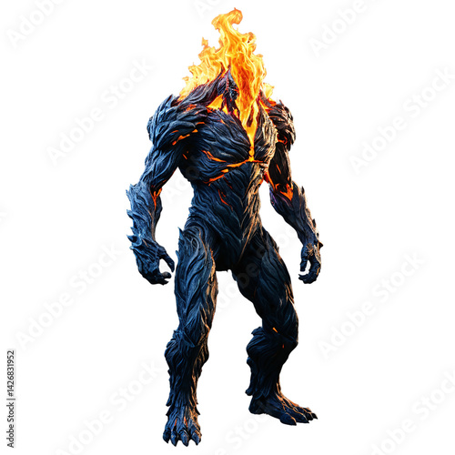 fire elemental creature monster isolated on transparent background
