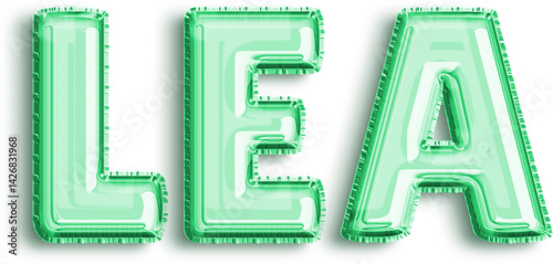 Obraz na płótnie Lea Mint Foil Balloon Uppercase Letters w salonie
