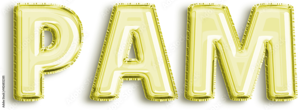 Pam Yellow Foil Balloon Uppercase Letters