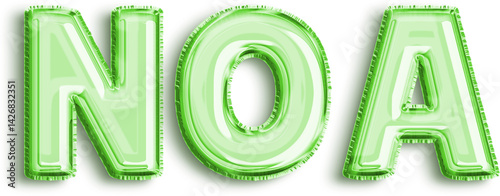 Obraz na płótnie Noa Green Foil Balloon Uppercase Letters w salonie