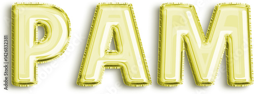 Obraz na płótnie Pam Yellow Foil Balloon Uppercase Letters w salonie