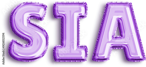 Obraz na płótnie Sia Purple Foil Balloon Uppercase Letters w salonie