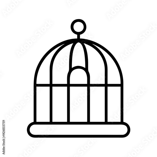 Outline birdcage vector illustration drawing icon cage design graphic art pet shop element symbol