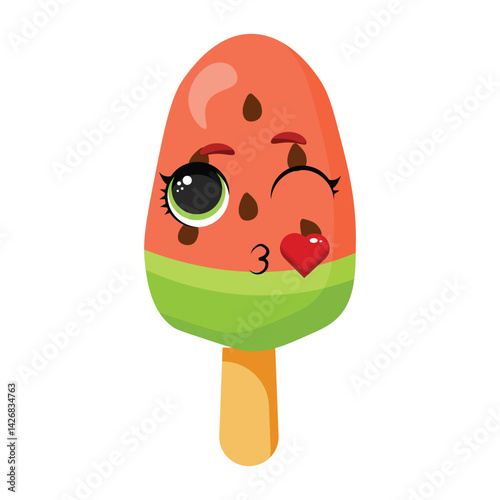 Flirty watermelon ice cream character