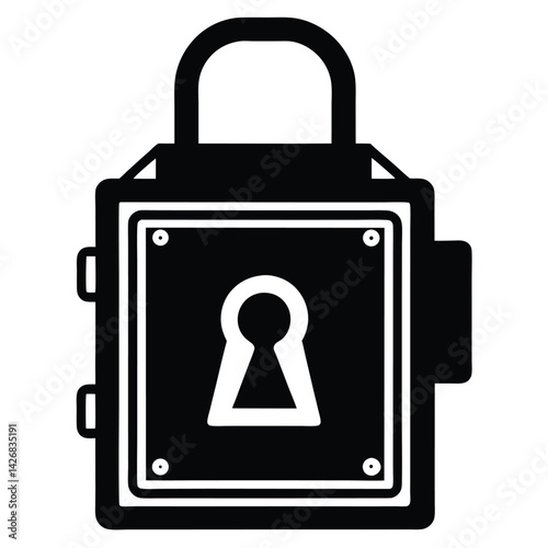 Isolated Black Vector breaker lockout device on white backgroun