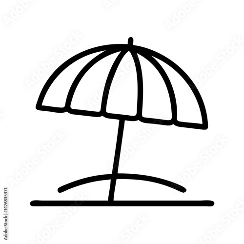 Beach umbrella summer vacation sunshade parasol holiday seaside resort relaxation tourism icon vector