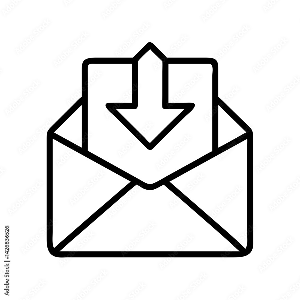 Download email message receive inbox mail arrow communication notification outline icon design Download email message receive inbox mail arrow communication notification outline icon design