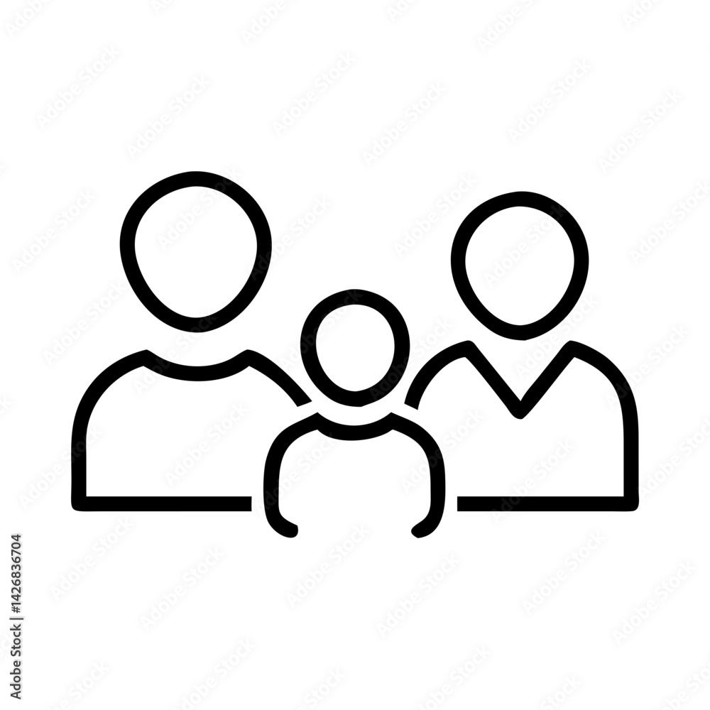 Family of three icon in minimal black line style Family of three icon in minimal black line style