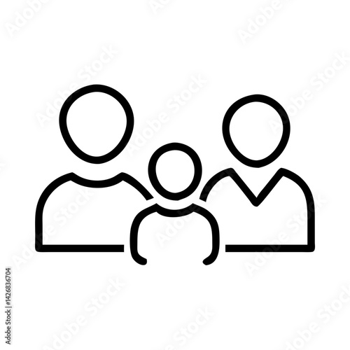 Family of three icon in minimal black line style