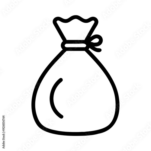 Money bag icon in minimal black line style