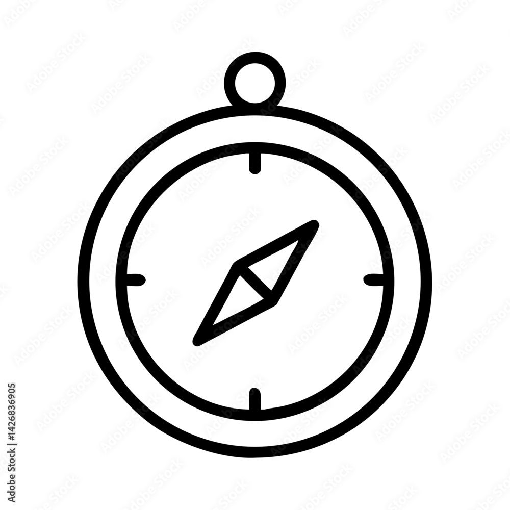 Compass navigation icon in black outline style Compass navigation icon in black outline style