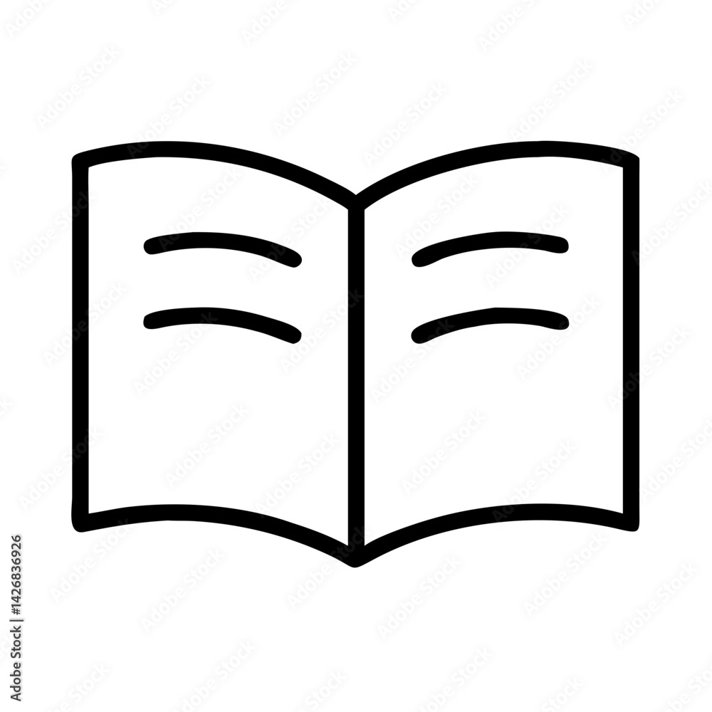 Open magazine icon in black outline style Open magazine icon in black outline style