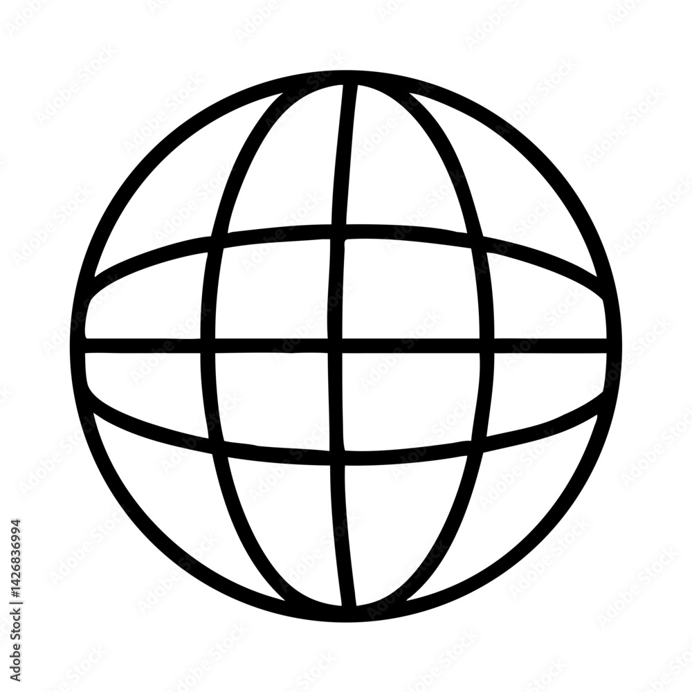 Globe icon in black outline style Globe icon in black outline style