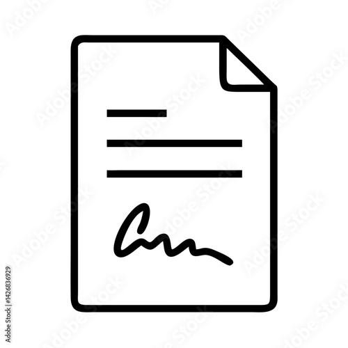 Signed document icon in black outline style