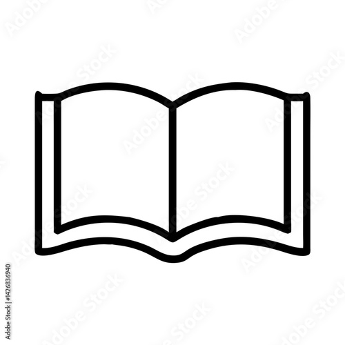 Open book icon in black outline style