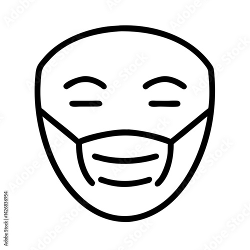 Face with medical mask icon in black outline style