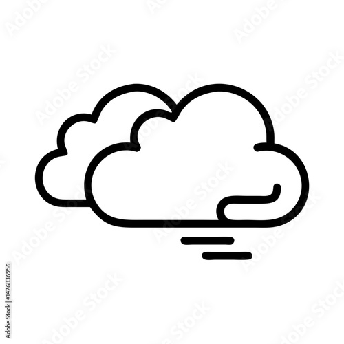 Windy cloud icon in black outline style