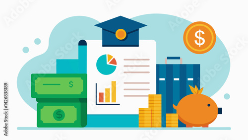 A glimpse into the financial planning and foresight of a responsible individual portrayed by a college savings account statement.. Vector illustration