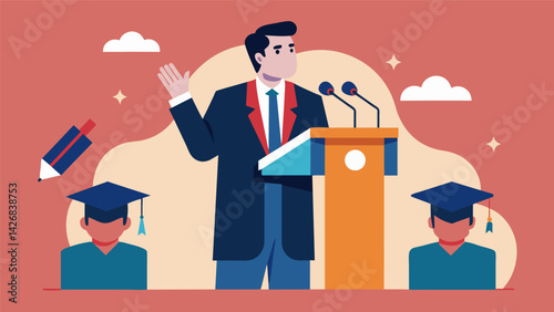A snippet of a speech by a political figure promising to make education affordable for all juxtaposed with a current headline about the surge in. Vector illustration