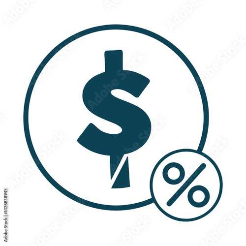 Financial Sale Discount Graphic Featuring Dollar Sign And Percentage Symbol