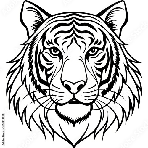 Wallpaper Mural Tiger Line Art Torontodigital.ca