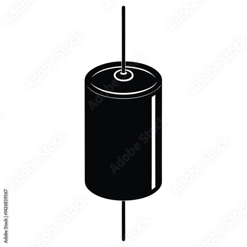 Isolated Black Vector ceiling fan capacitor on white background