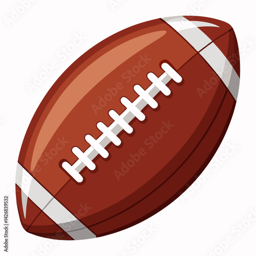 American Football Close Up Vector Illustration On Isolated White Background