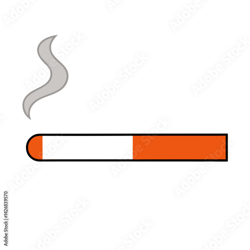 Smoking Cigarette Vector Illustration Isolated On White Background With Smoke