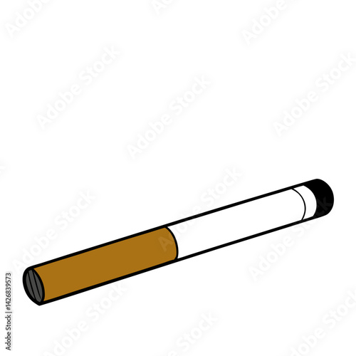 Simple Cigarette Illustration Representing Tobacco Use And Health Risks On White Background