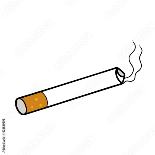 Cartoon Smoking Cigarette With Smoke Illustration Representing Bad Health Habit