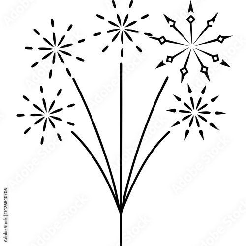 "Diwali Fireworks on White Background - AI Graphic Design File for Digital Products"