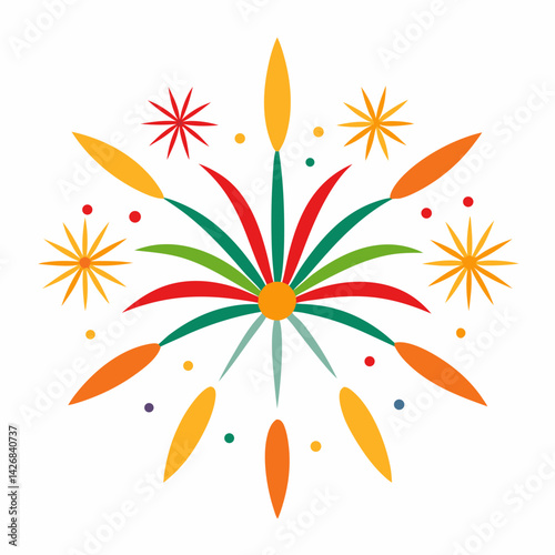 "Diwali Fireworks on White Background - AI Graphic Design File for Digital Products"
