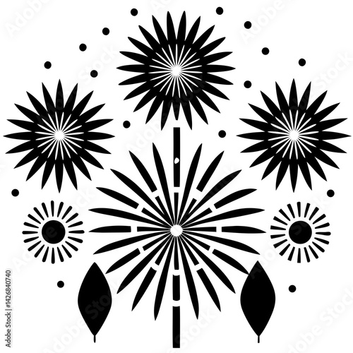 "Diwali Fireworks on White Background - AI Graphic Design File for Digital Products"