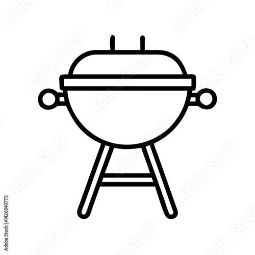 Outline bbq grill vector illustration for summer cooking barbecue party picnic outdoor cooking equipment and grilling design