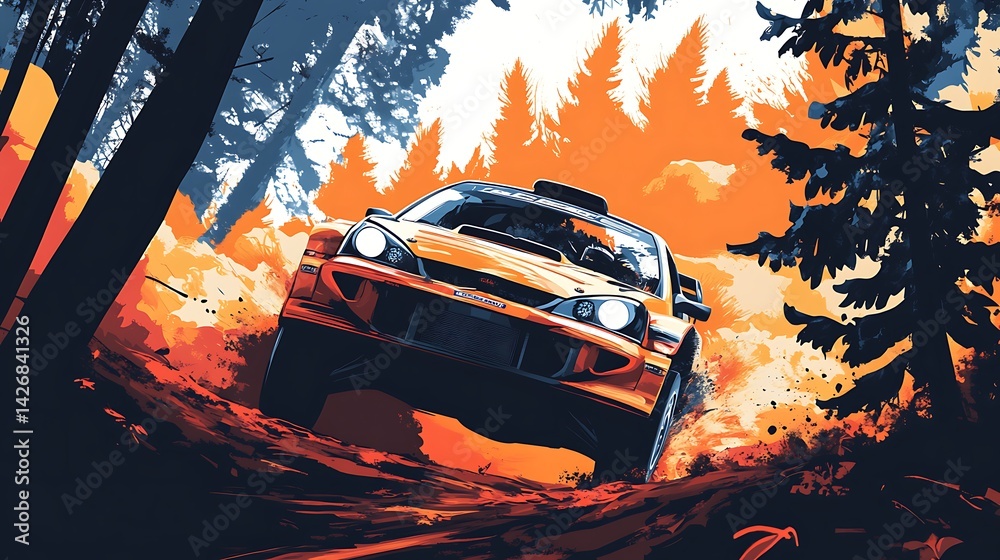 Rally Car Forest Speed. Rally Car Forest Speed.