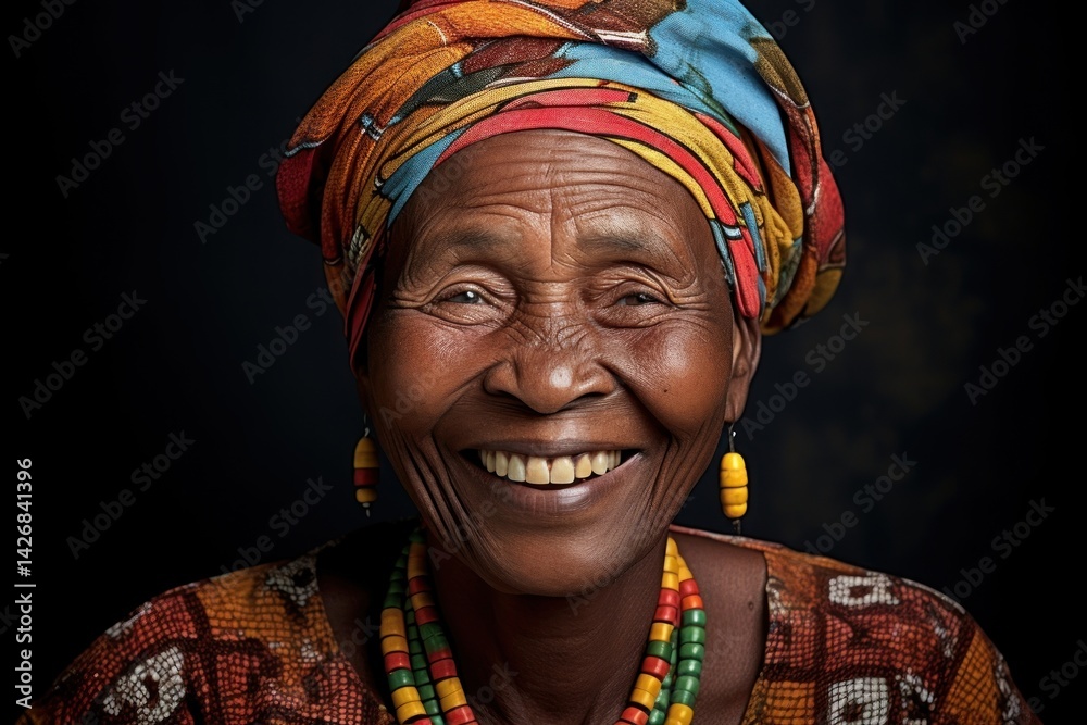 Obraz premium African mature woman cheerful necklace laughing.