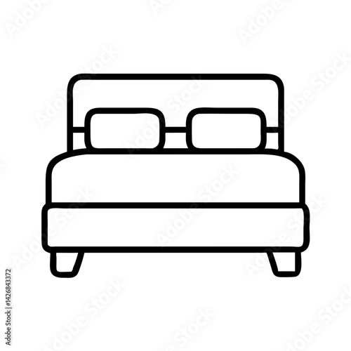 Illustration of a bed bedroom furniture with pillows sleeping mattress comfort rest sleep home decor