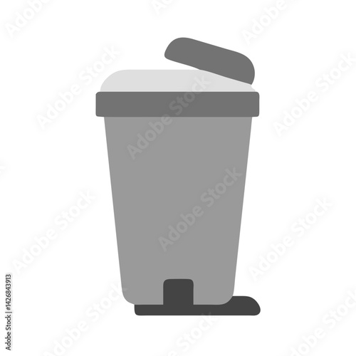 Trash Can with Pedal Lid Mechanism Icon Design
